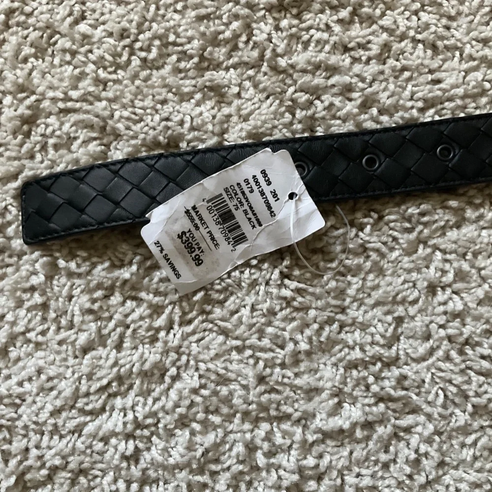 Bottega Veneta Black Leather Belt with Brown Dust Bag